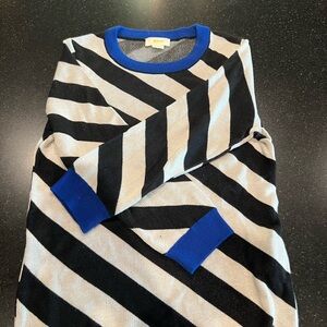Anthropologie Maeve Black and White Knit with Blue Trim